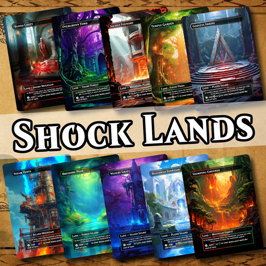 Shock Lands Full Fantasy Art • X10 • Fantasy Style • Commander Friendly • MTG Proxy •