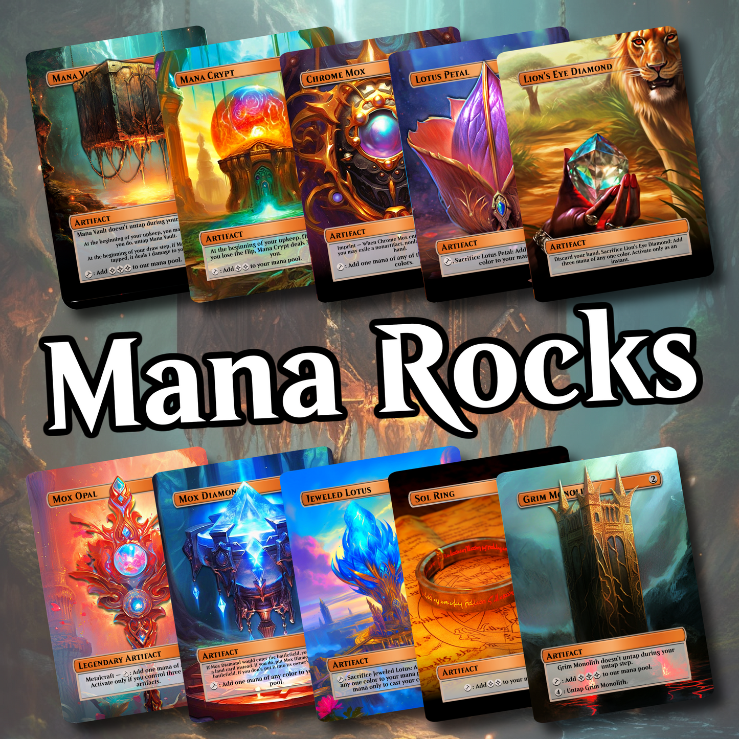 Mana Rocks • 10X Full Art Card Pack • Artifact • Commander Ready • proxy mtg cards