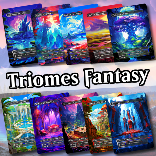 10X Triomes Lands Full Art Set • Fantasy Style • Commander Friendly • MTG Proxy •