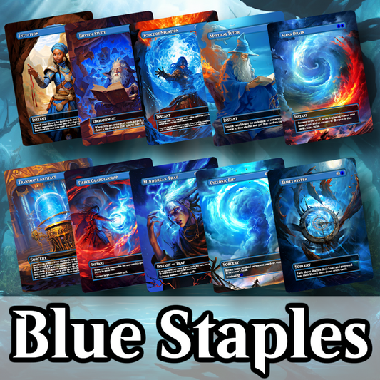 10X MTG Blue Staples Proxy In A Fantasy Style • Commander Friendly •